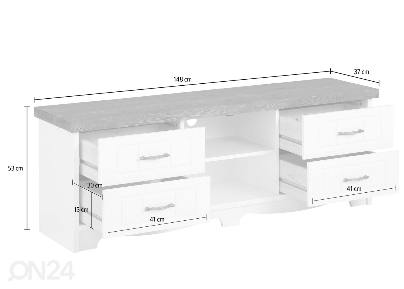 TV-alus Trinidad suurendatud mõõdud