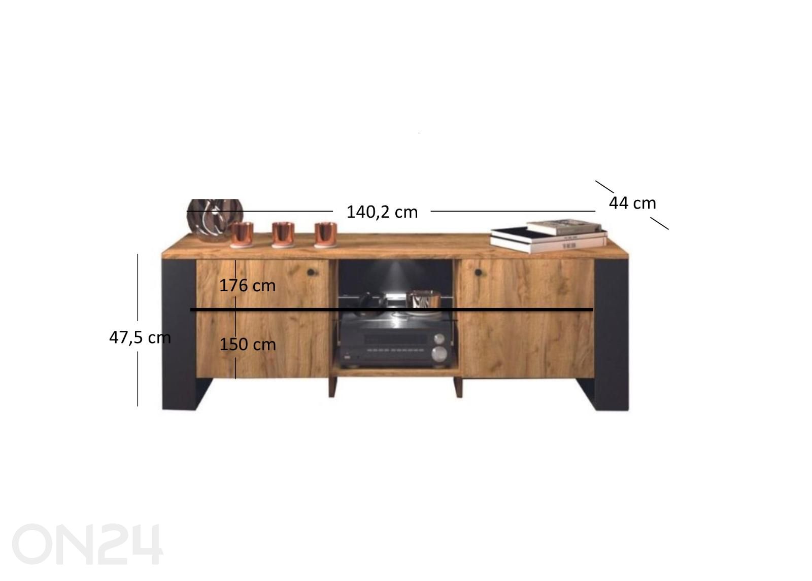 TV-alus Wood 140,2 cm suurendatud mõõdud