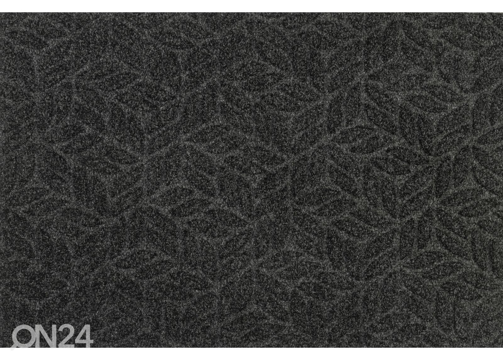Uksematt Dune Leaves dark grey 60x90 cm suurendatud
