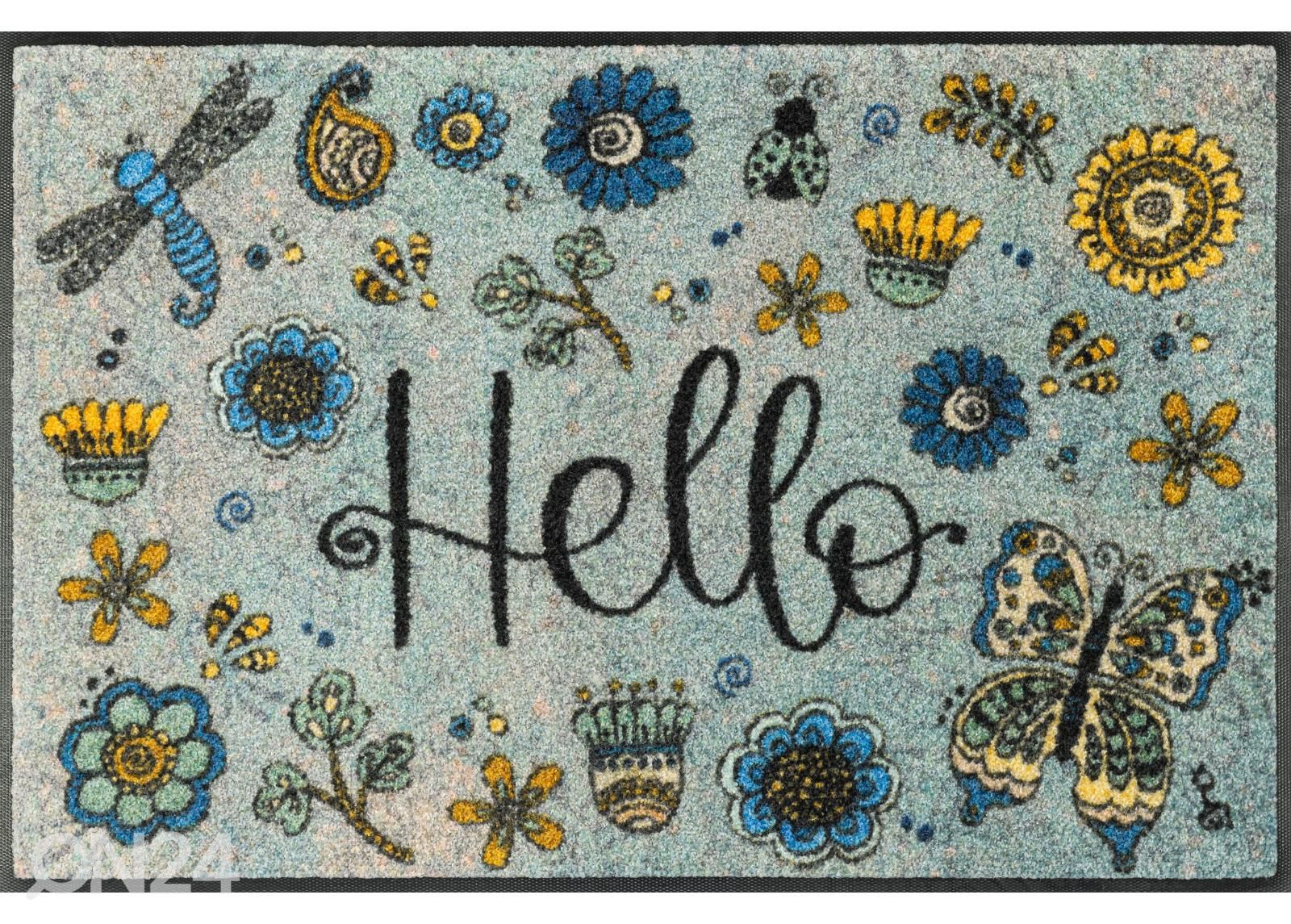 Uksematt Hello Flowers 50x75 cm suurendatud