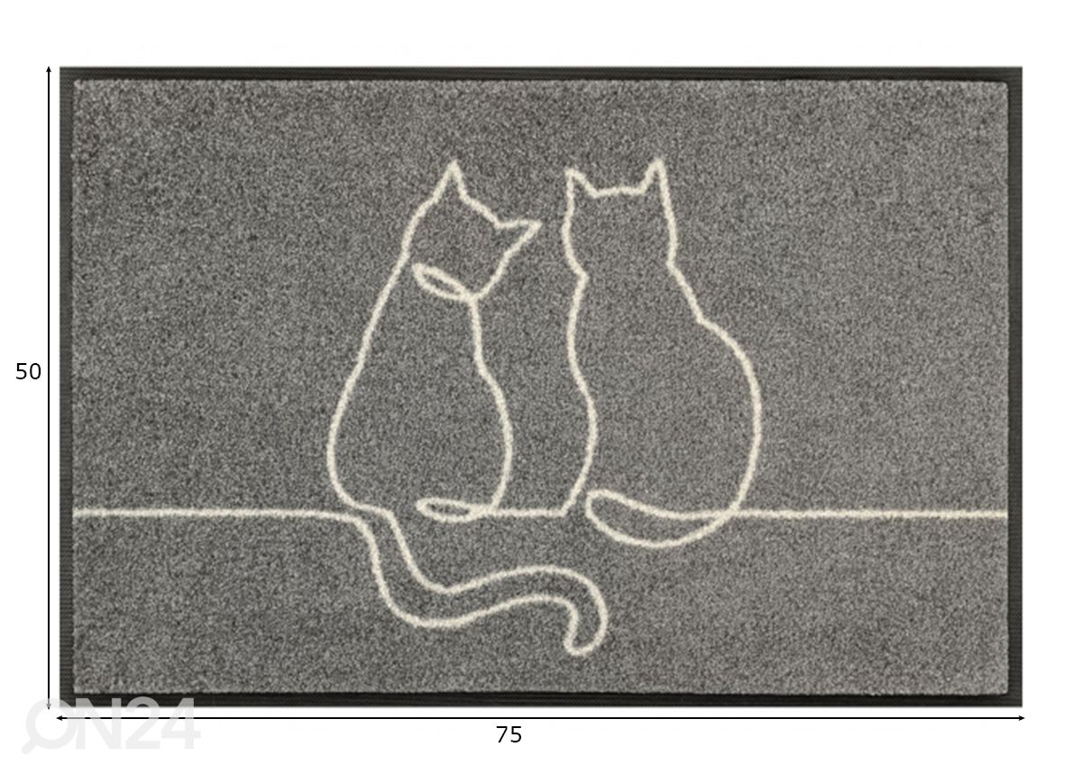 Uksematt Lovetails 50x75 cm suurendatud mõõdud