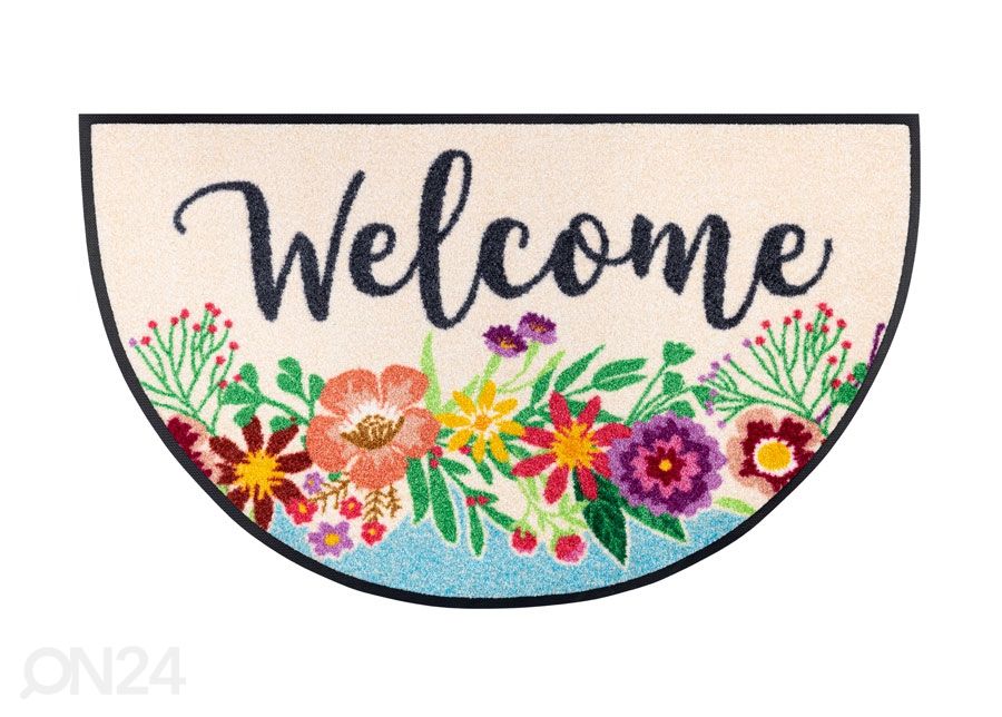 Uksematt Round Welcome Blooming 50x85 cm suurendatud