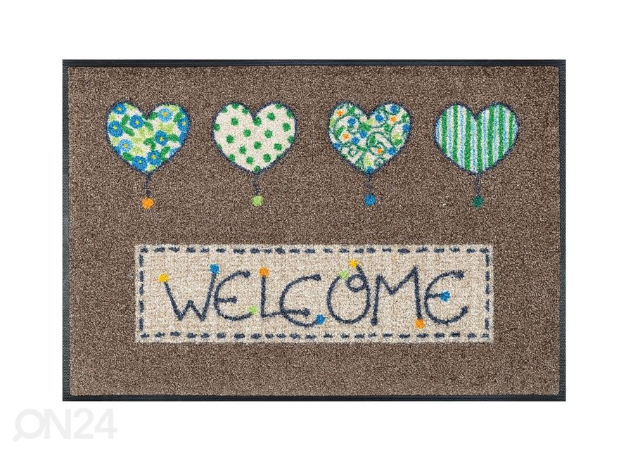 Uksematt Welcome Hearts 50x75 cm suurendatud