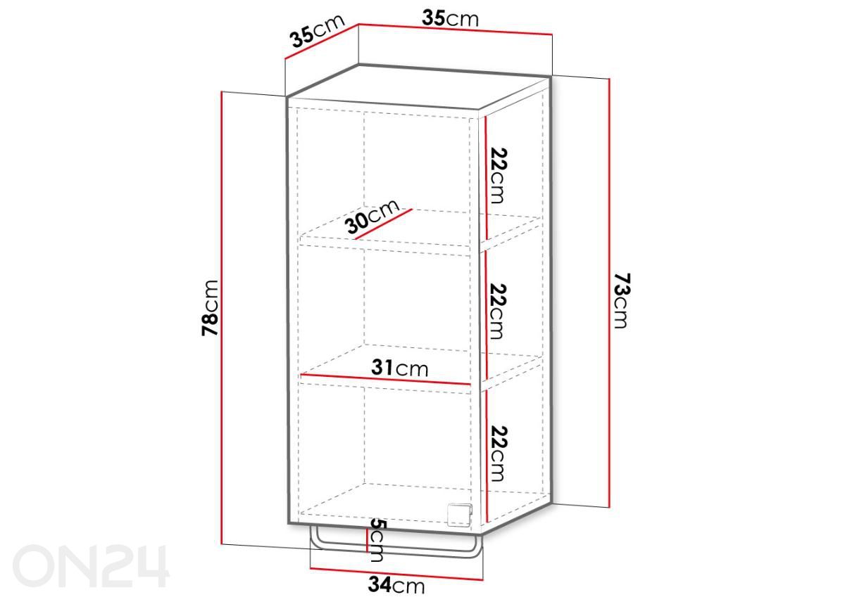 Ülemine vannitoakapp Gariano suurendatud mõõdud