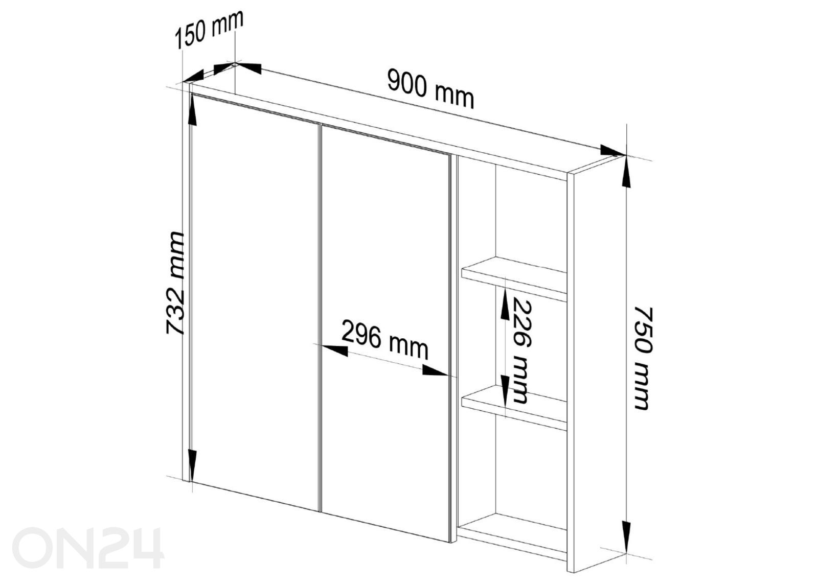 Ülemine vannitoakapp Vami suurendatud mõõdud