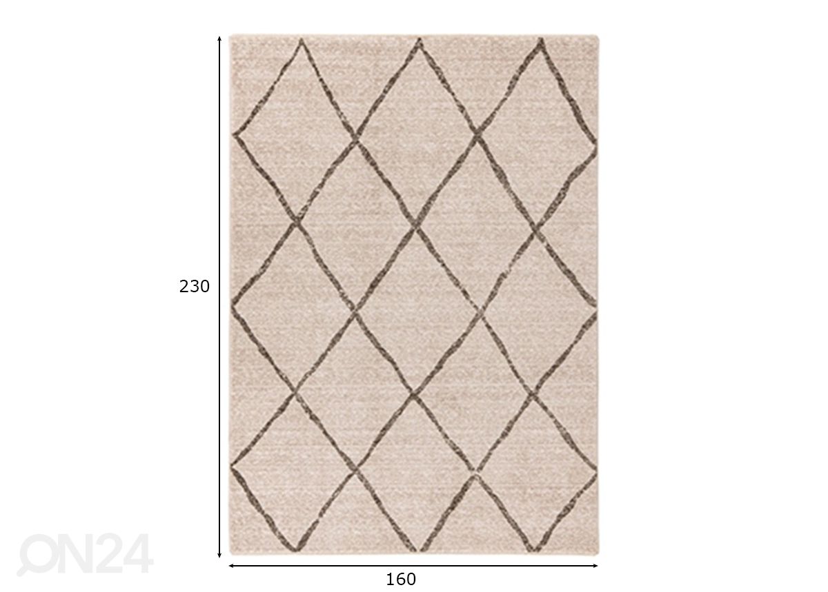 Vaip Agadir Beige 160x230 cm suurendatud mõõdud