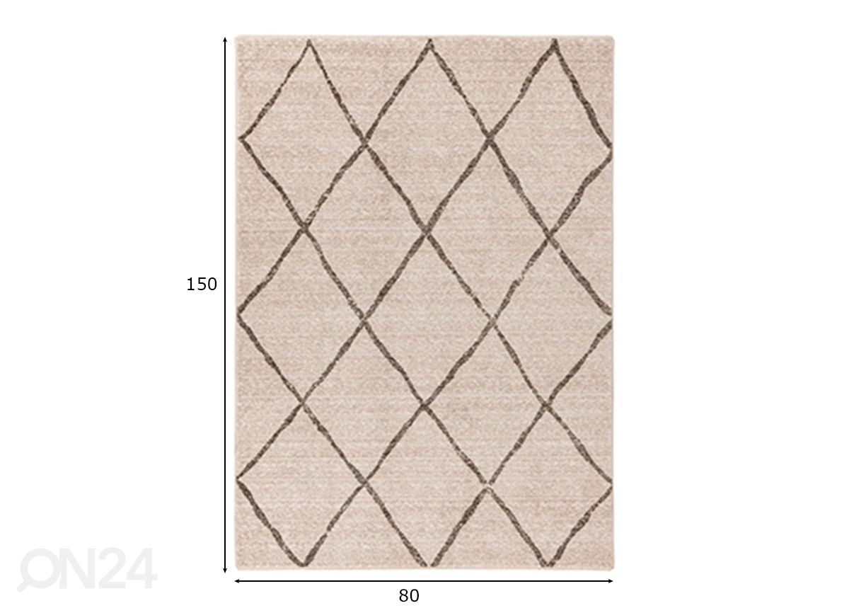 Vaip Agadir Beige 80x150 cm suurendatud mõõdud