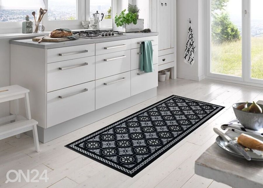 Vaip Kitchen Tiles black 60x180 cm suurendatud