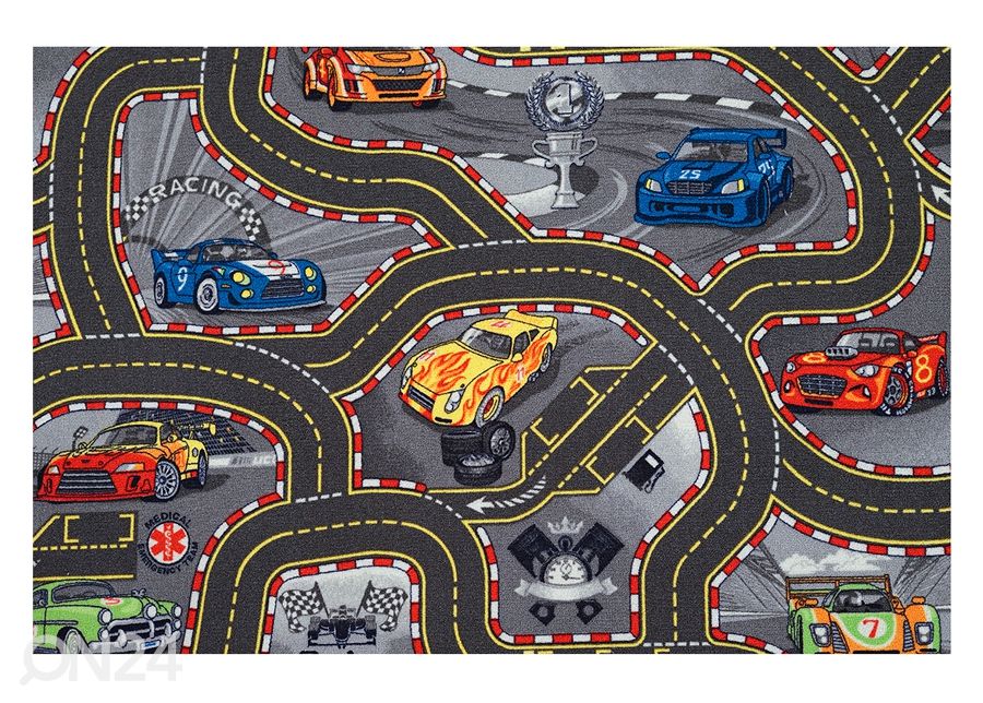 Vaip lastetuppa Racers 100x200 cm suurendatud