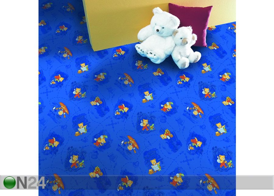 Vaip lastetuppa Travelling Teddy 133x133 cm suurendatud