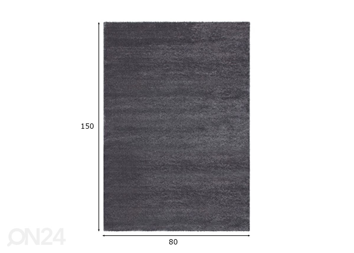Vaip Soft Touch Grey 80x150 cm suurendatud mõõdud