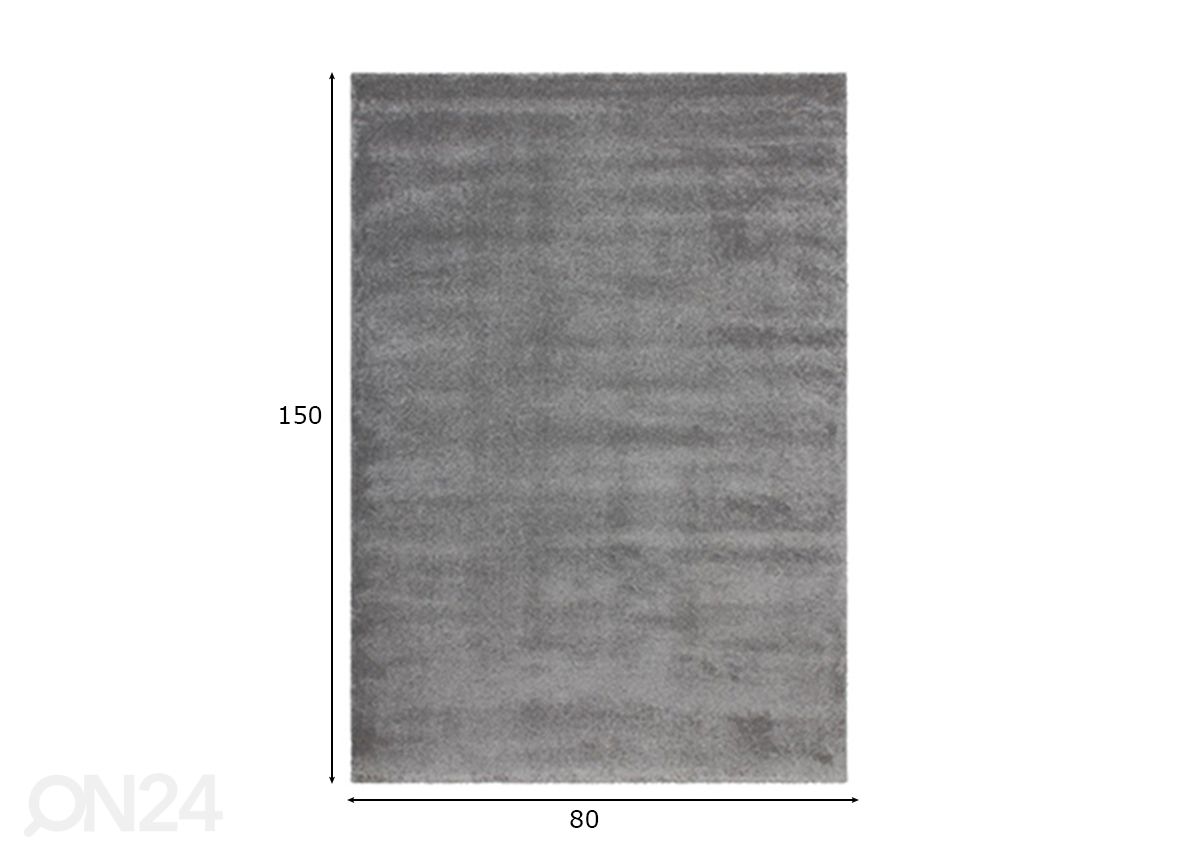 Vaip Soft Touch Silver 80x150 cm suurendatud mõõdud