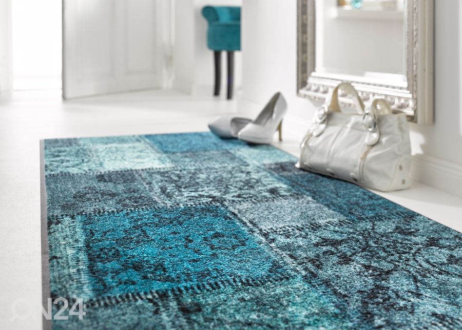 Vaip Vintage Patches tuerkis 75x190 cm suurendatud