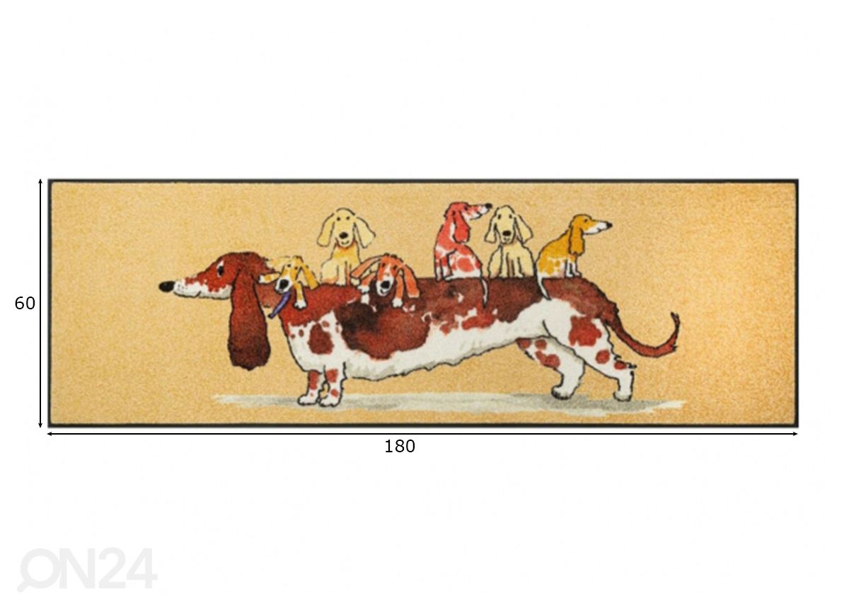 Vaip Woof Buddies 60x180 cm suurendatud mõõdud