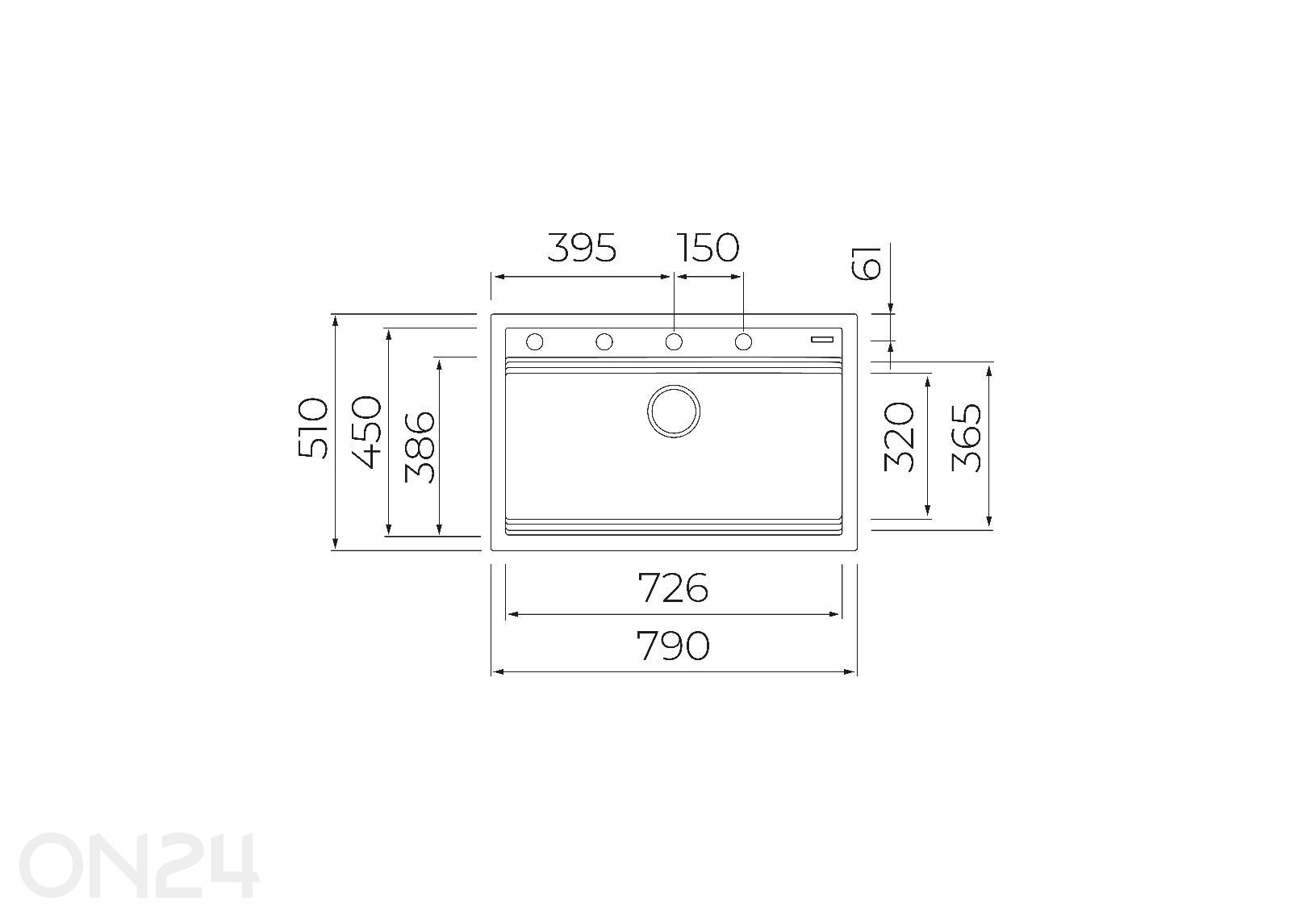 Valamu Teka Nova 80 WS-TG 1B, must suurendatud mõõdud