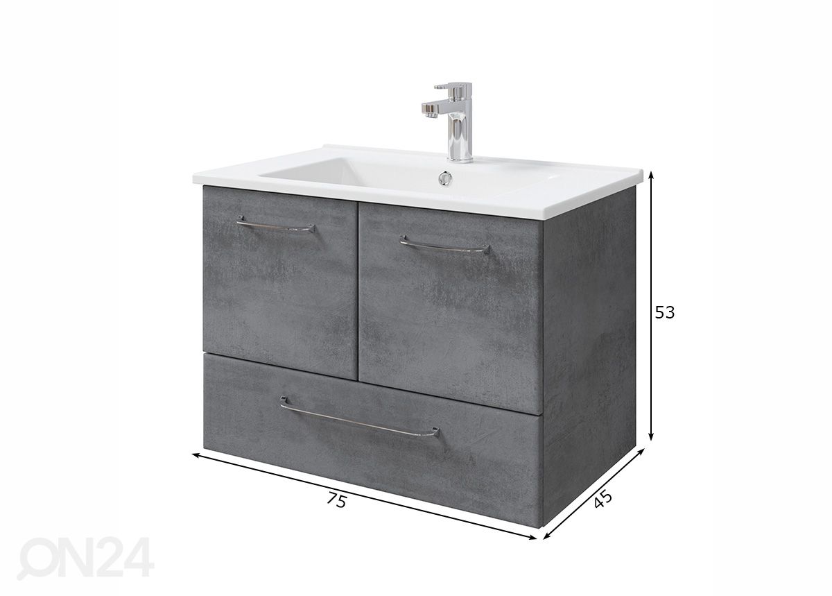 Valamukapp + keraamiline valamu 945 h53x75x45 cm suurendatud mõõdud