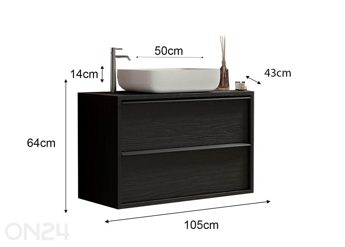 Valamukapp valamuga Steel 105 cm suurendatud mõõdud