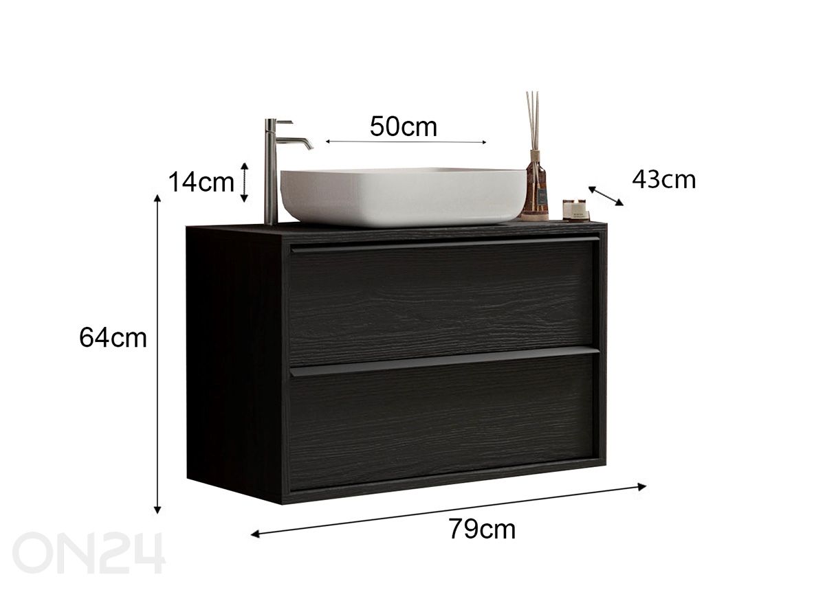 Valamukapp valamuga Steel 79 cm suurendatud mõõdud