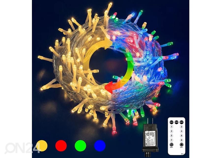 Valguskett 10 m 100LED koos puldiga suurendatud