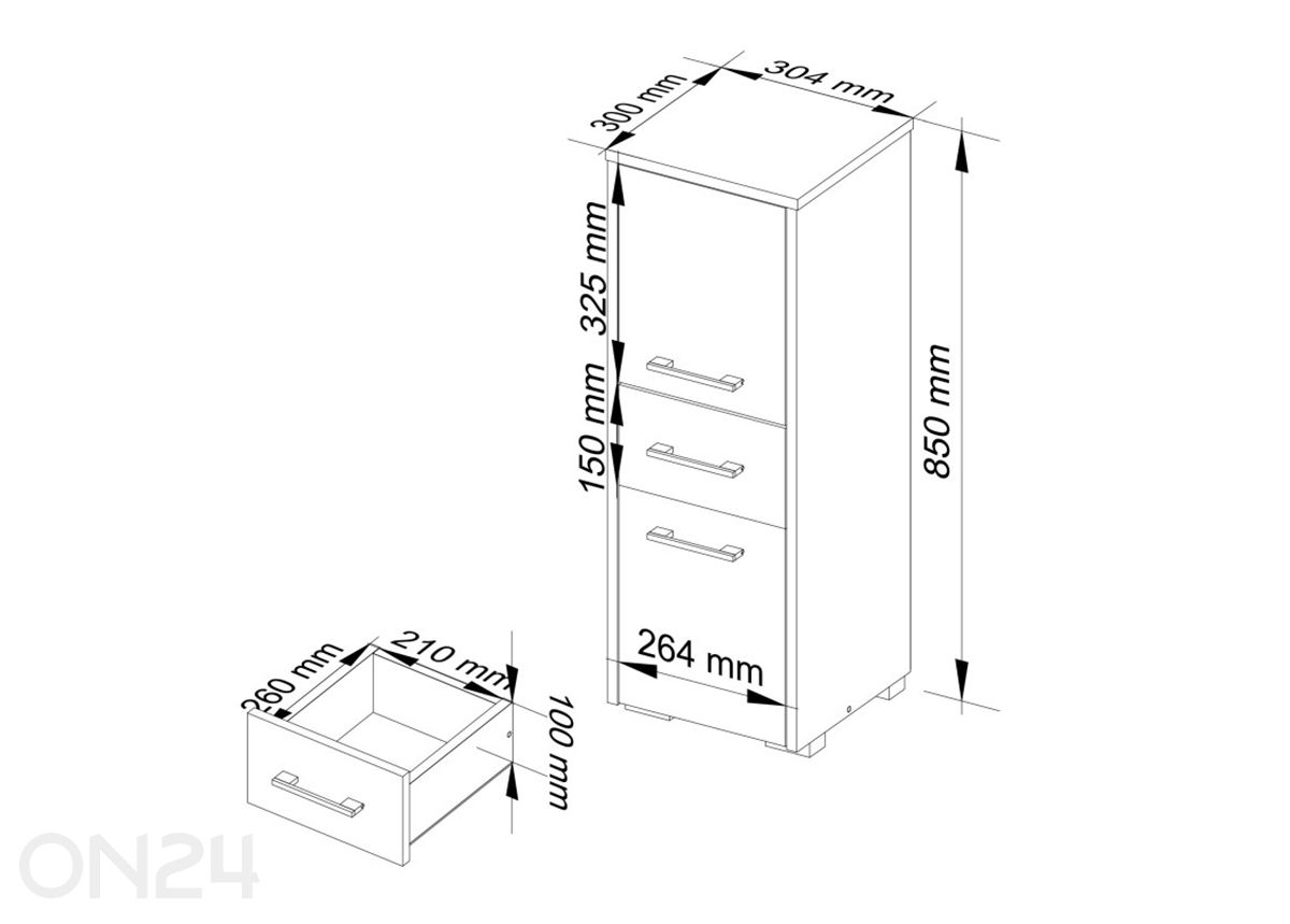 Vannitoakapp Fin I suurendatud mõõdud