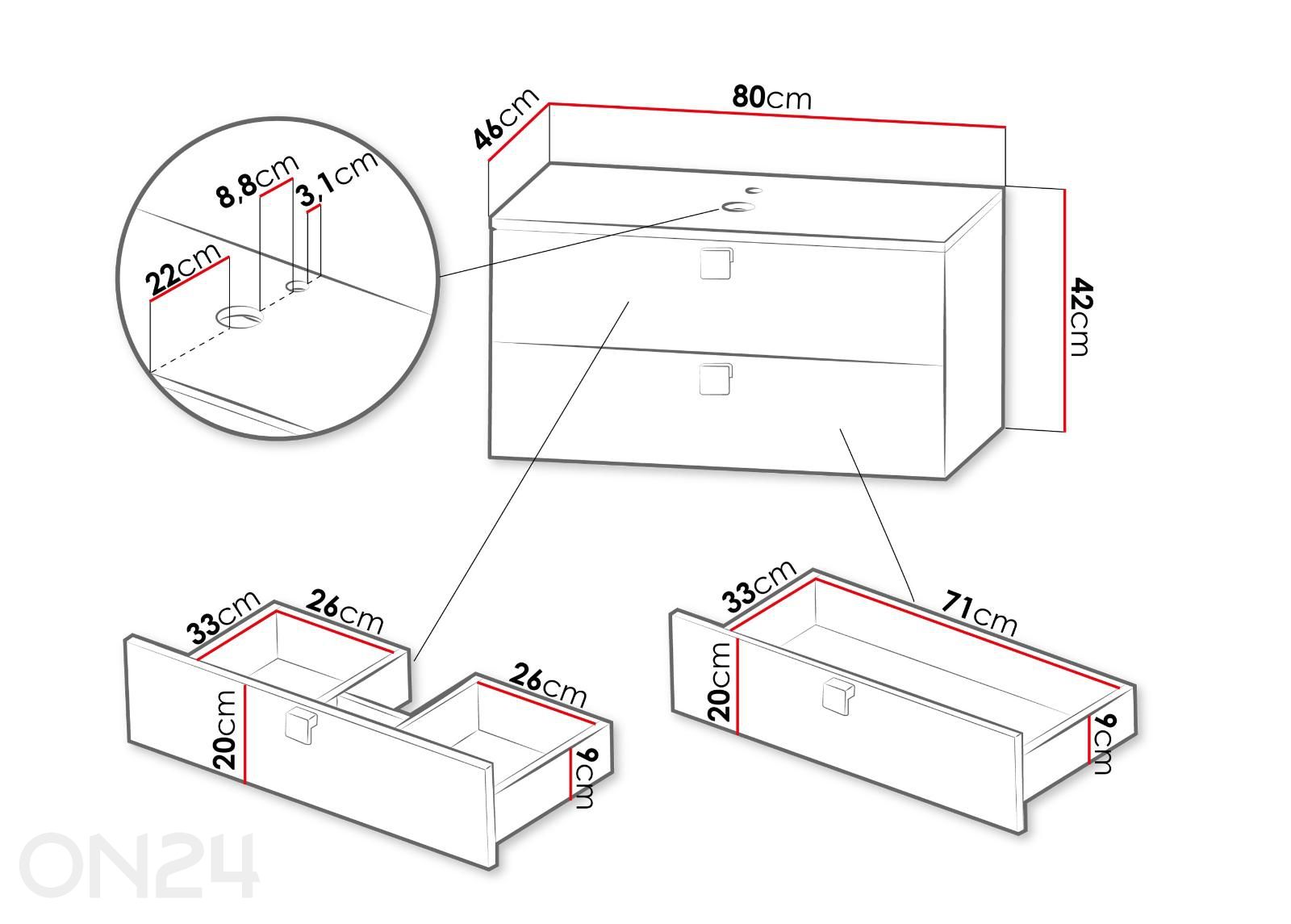 Vannitoakapp Gariano + valamu suurendatud mõõdud