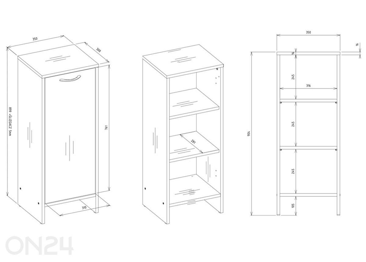 Vannitoakapp Nina suurendatud mõõdud