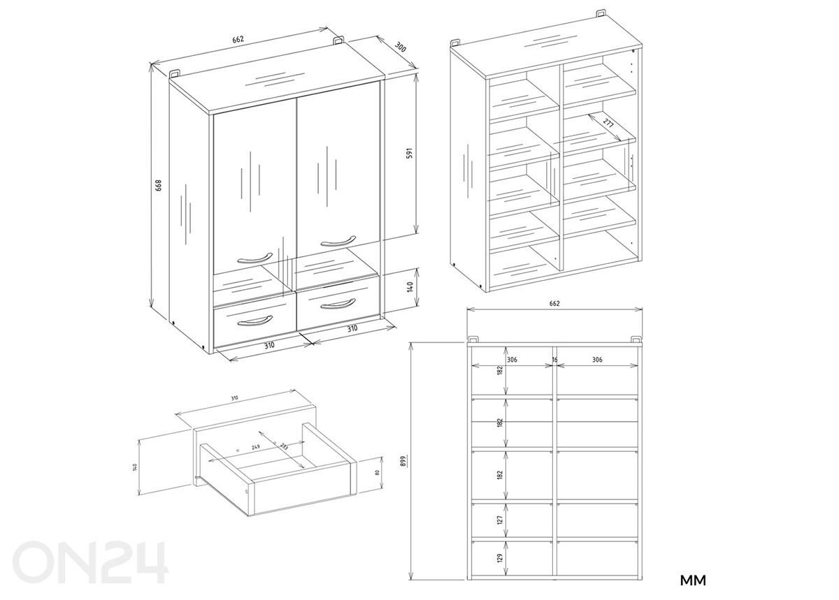 Vannitoakapp seinale Nina suurendatud mõõdud