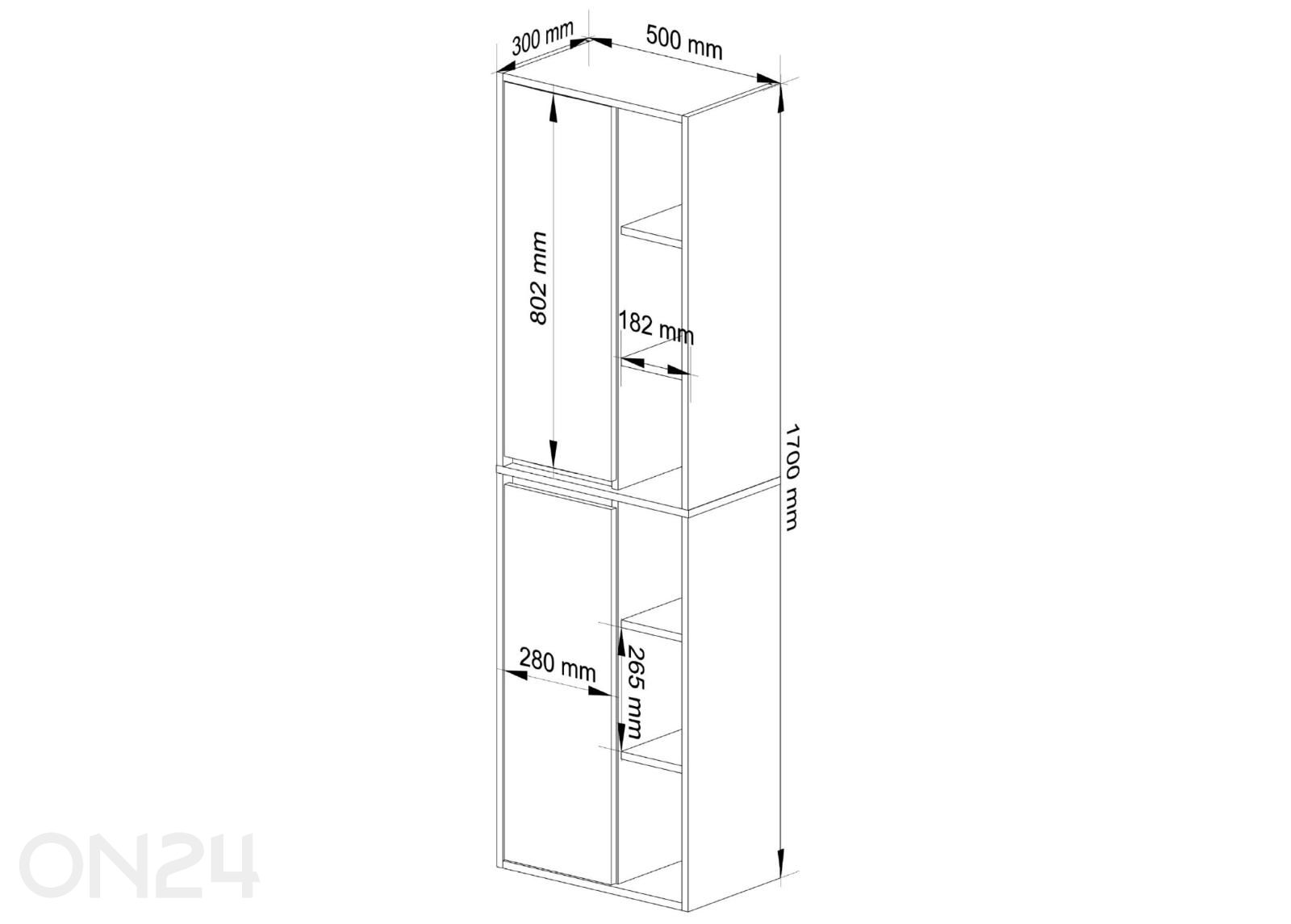 Vannitoakapp Vami suurendatud mõõdud