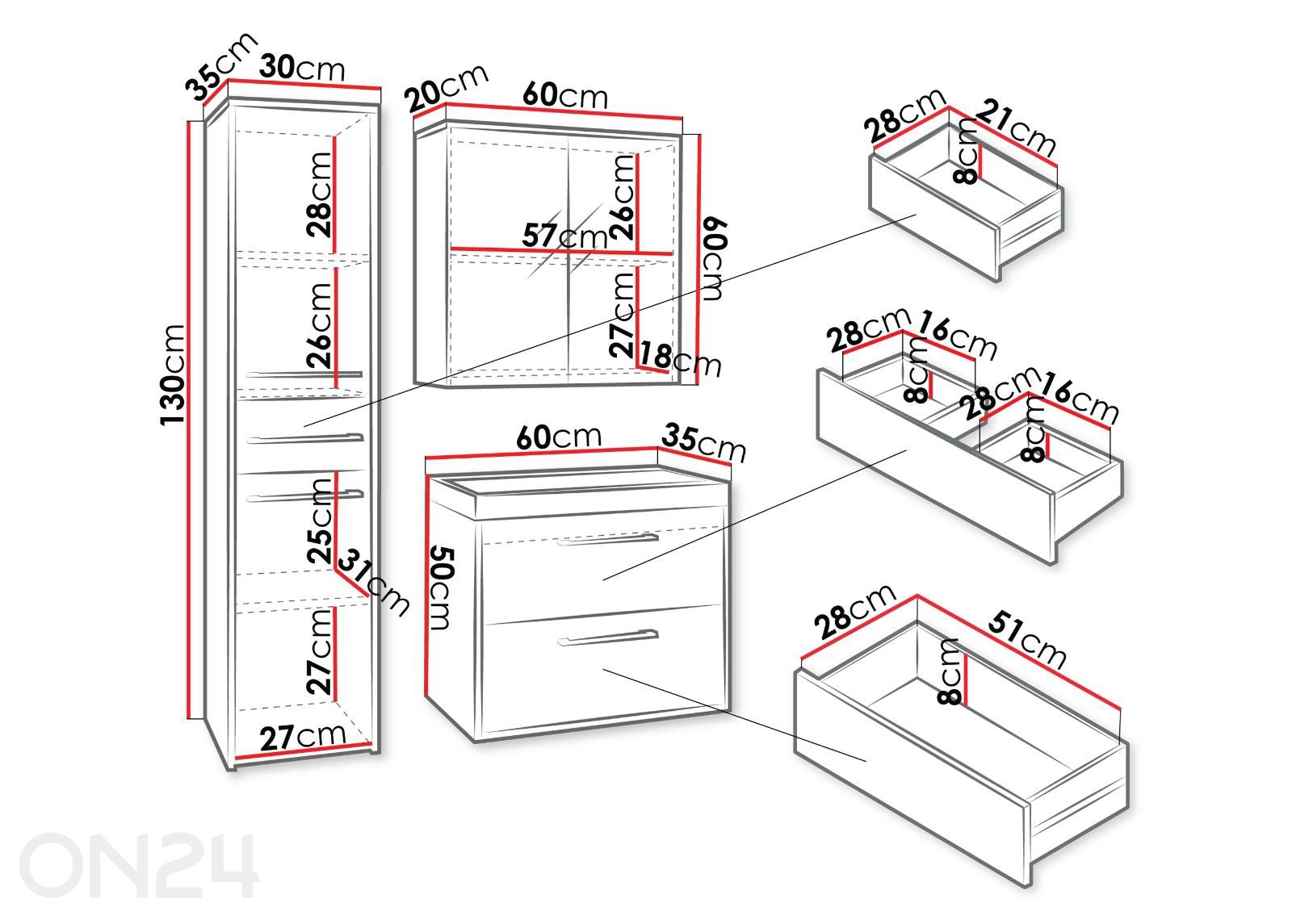 Vannitoakomplekt Canada I suurendatud mõõdud
