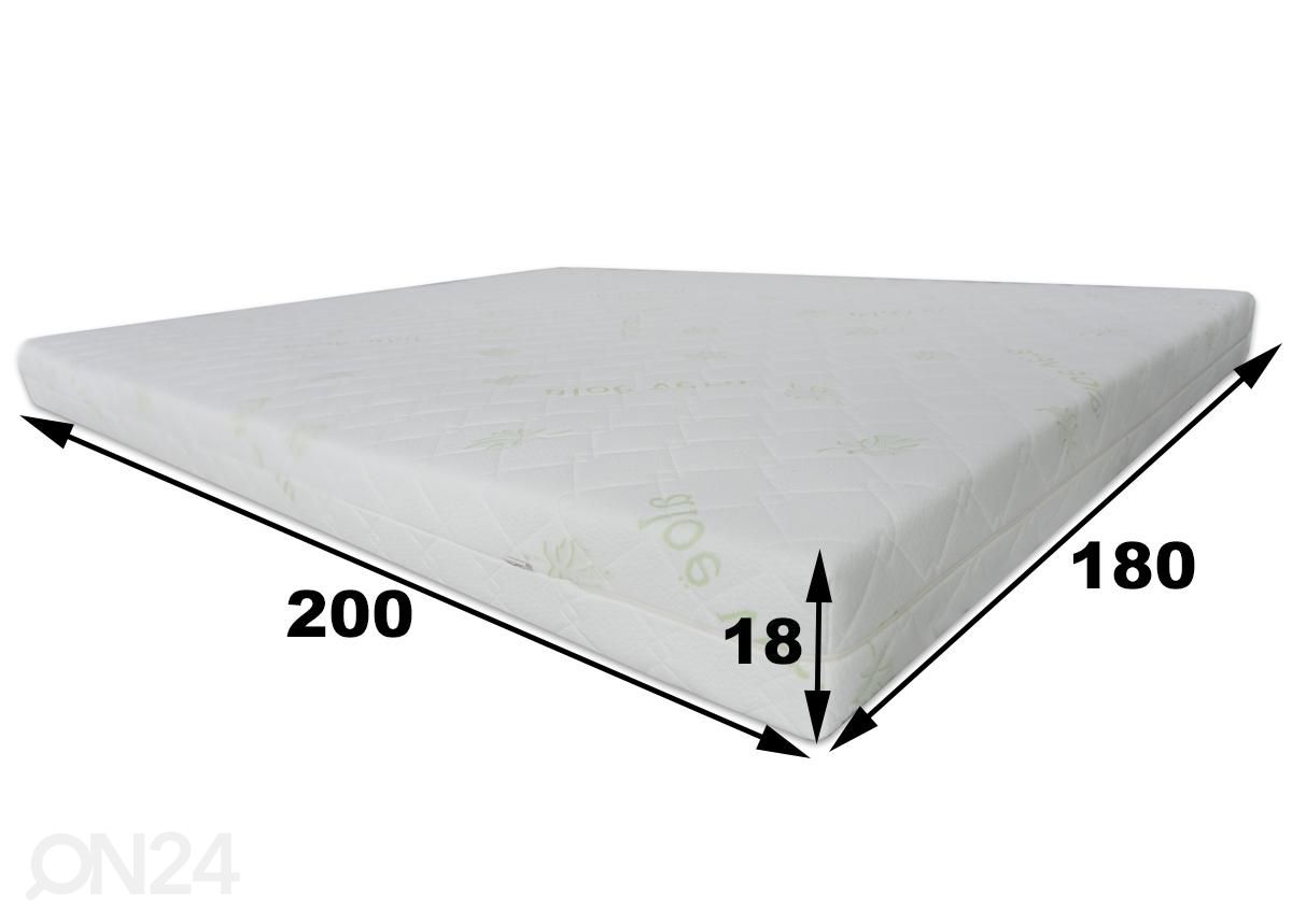 Vedrumadrats Inter Pocket 180x200 cm, aloe vera kangas suurendatud mõõdud