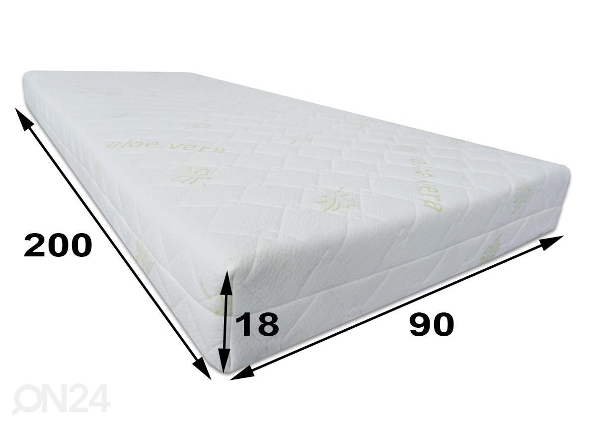 Vedrumadrats Inter Pocket 90x200 cm, aloe vera kangas suurendatud mõõdud