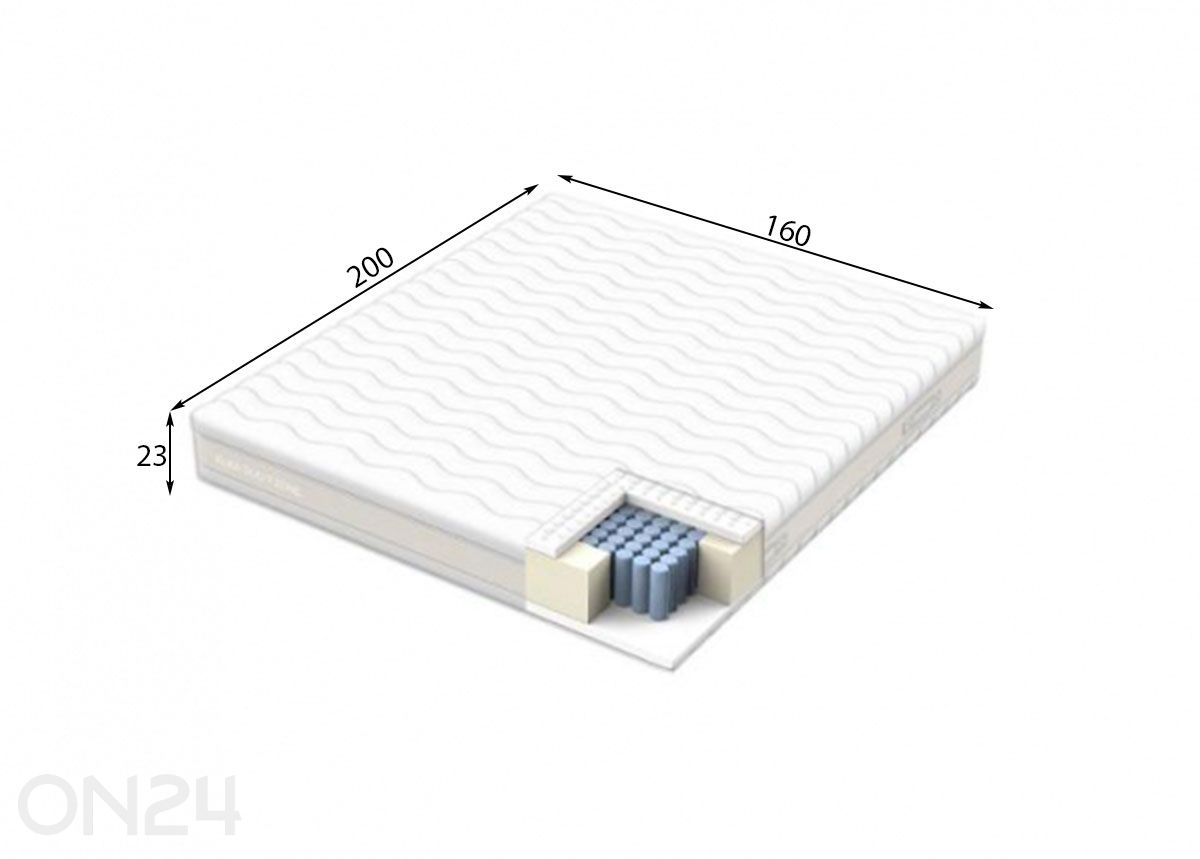 Vedrumadrats Kuka Duo 7 Zone 160x200xH23 cm suurendatud mõõdud