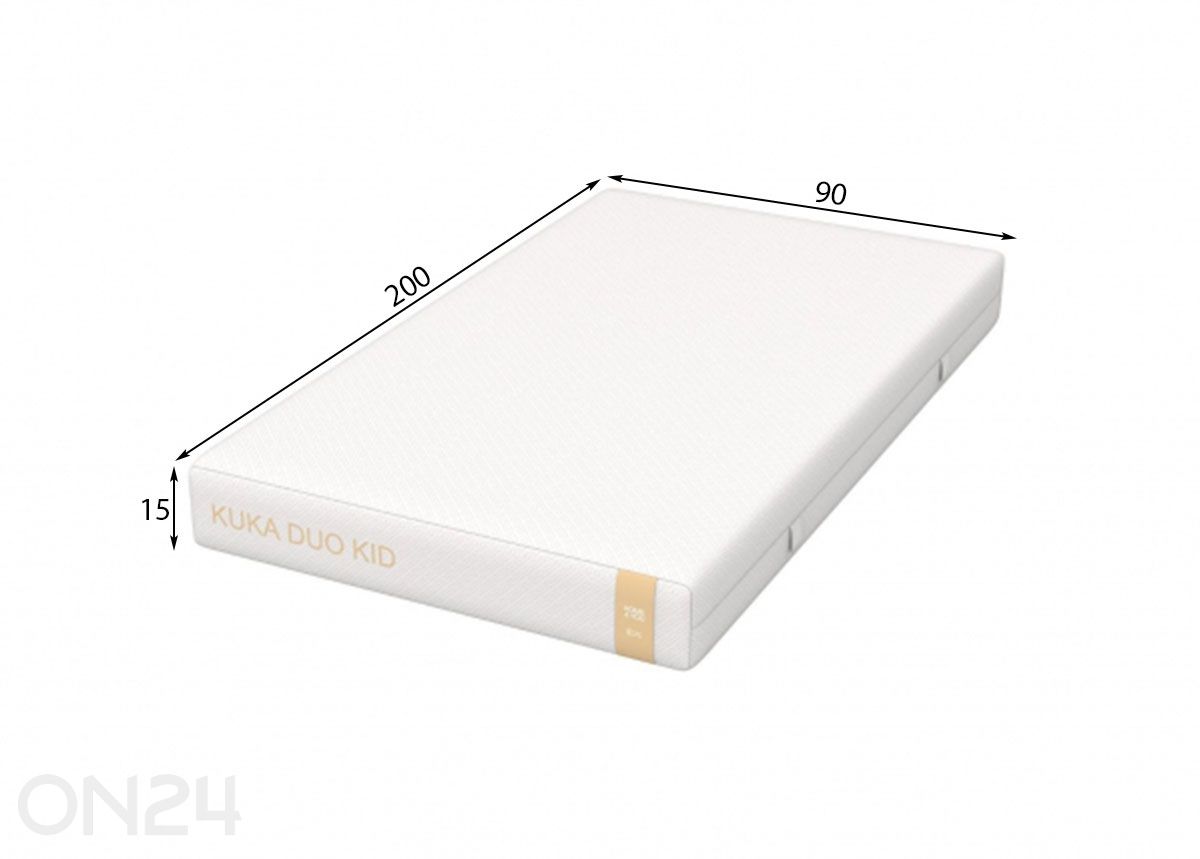 Vedrumadrats Kuka Duo Kid 90x200xH15 cm suurendatud mõõdud