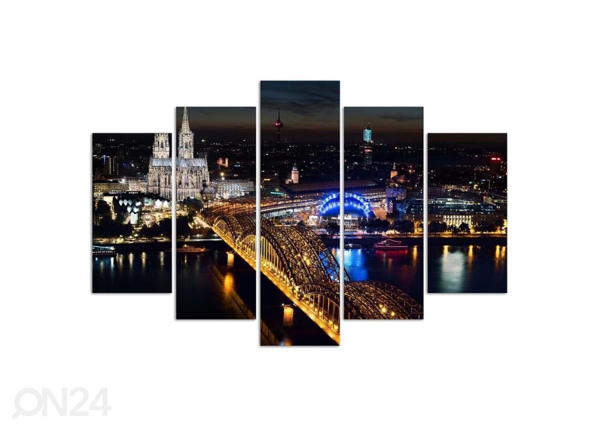 Viieosaline seinapilt Cologne Cathedral and bridge 200x100 cm suurendatud