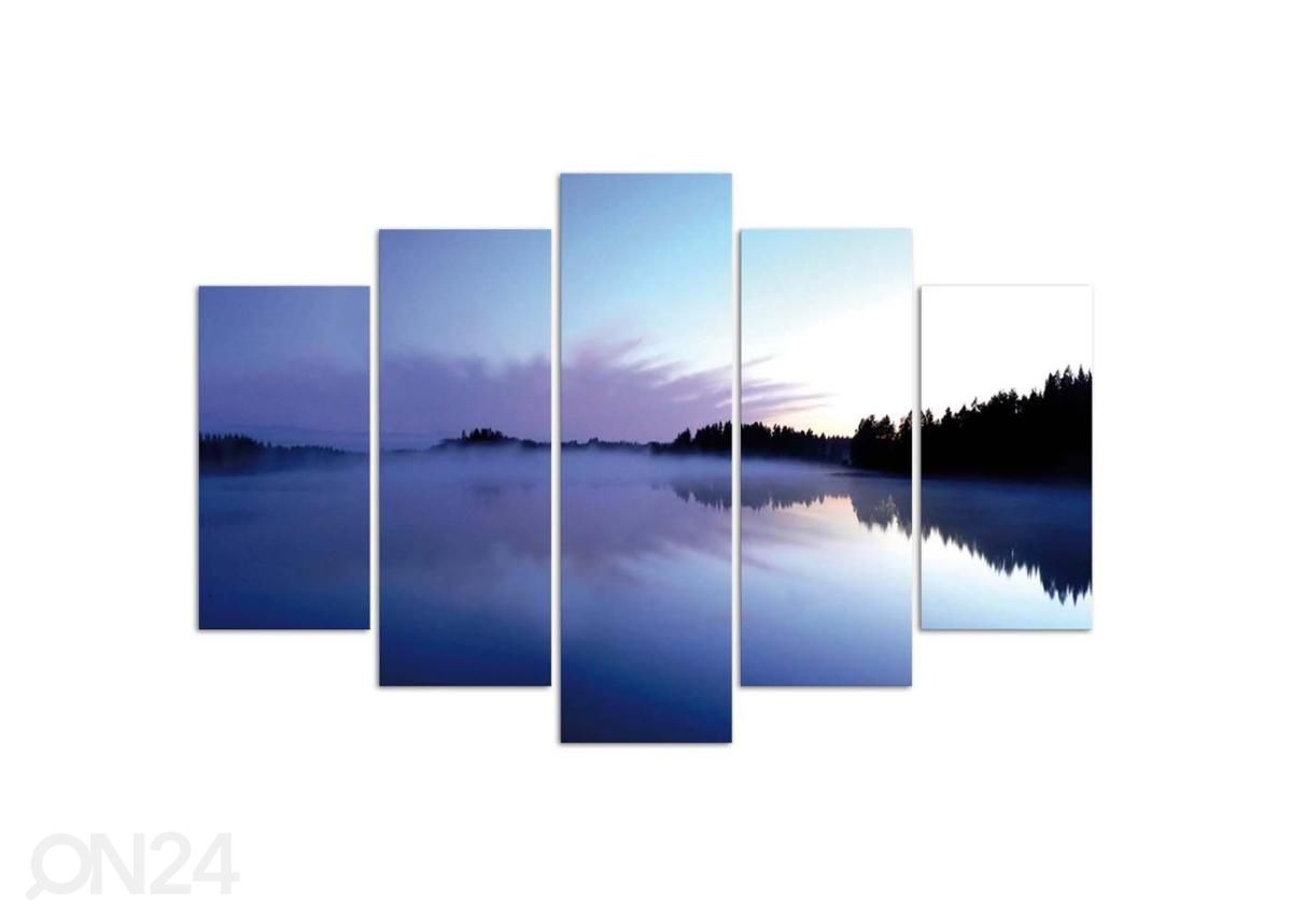Viieosaline seinapilt Fog over the lake 100x70 cm suurendatud