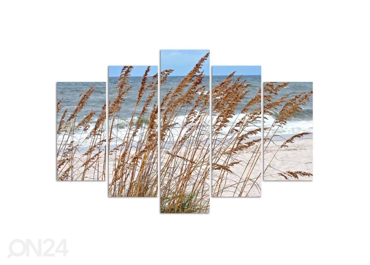 Viieosaline seinapilt Reeds by the Sea 150x100 cm suurendatud