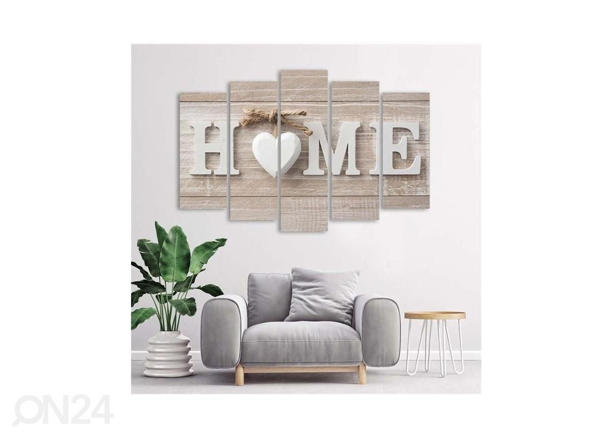 Viieosaline seinapilt The inscription Home 200x100 cm suurendatud