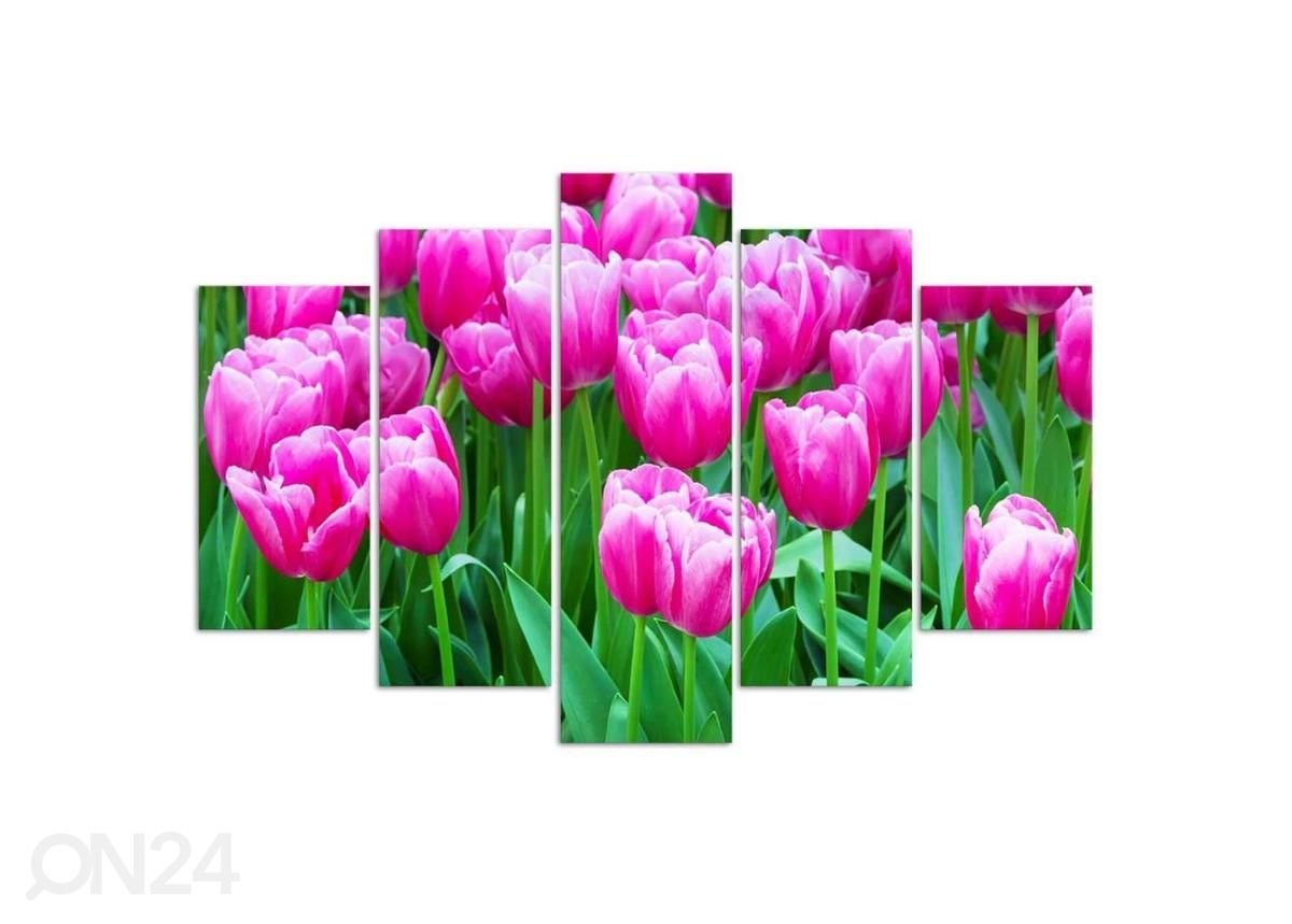 Viieosaline seinapilt White and Red Tulips 100x70 cm suurendatud