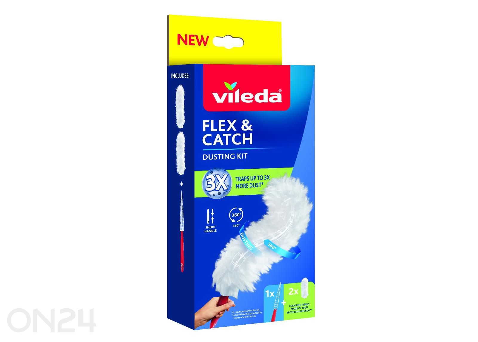 VILEDA Flex & Catch tolmuhari lühikese varrega suurendatud
