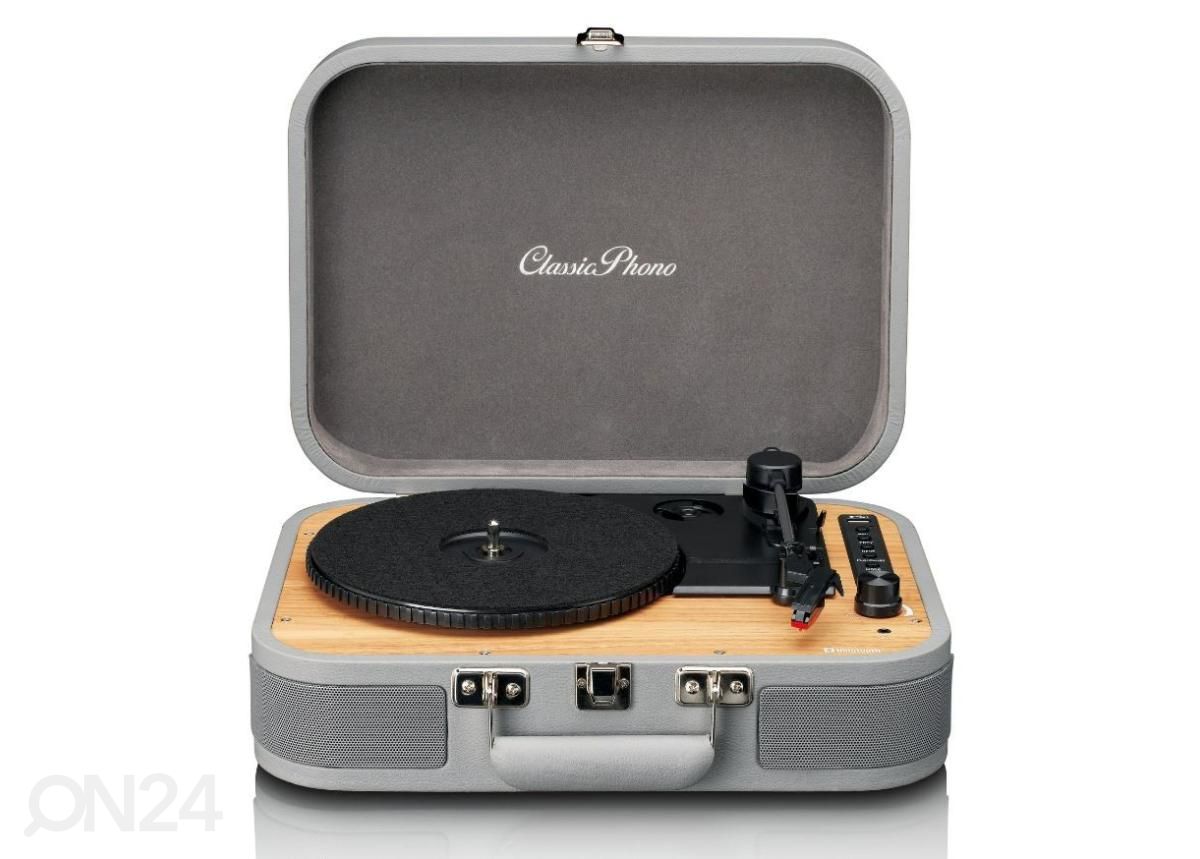 Vinüülplaadimängija kohvris Lenco TT116GY, hall suurendatud