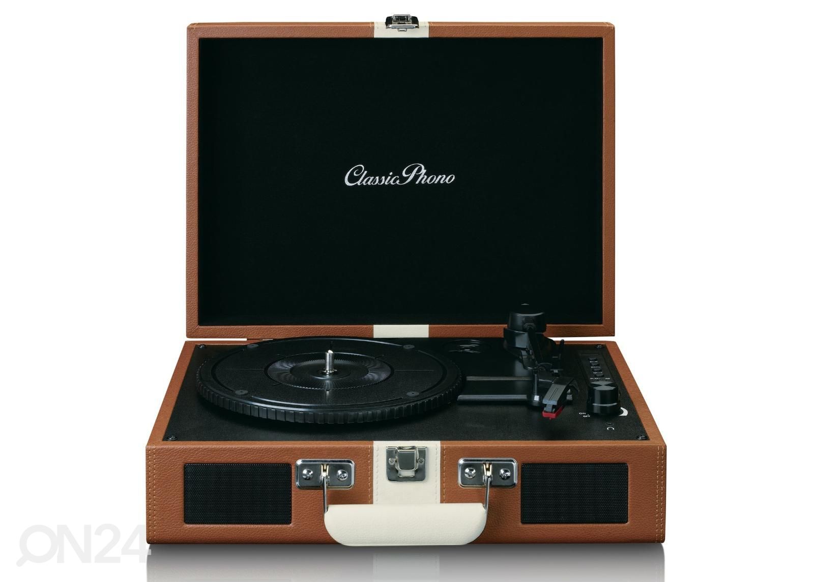 Vinüülplaadimängija kohvris Lenco TT120BNWH, valge-pruun suurendatud