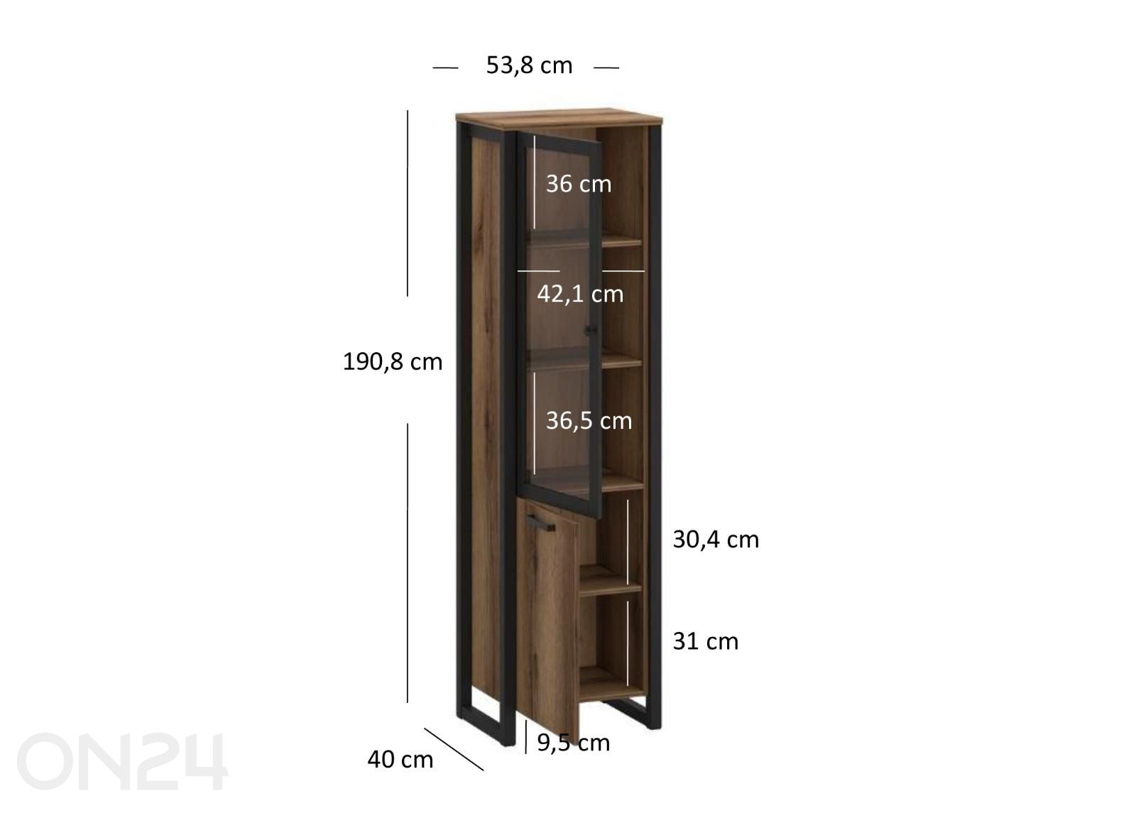 Vitriikapp Mares 53,8 cm suurendatud mõõdud