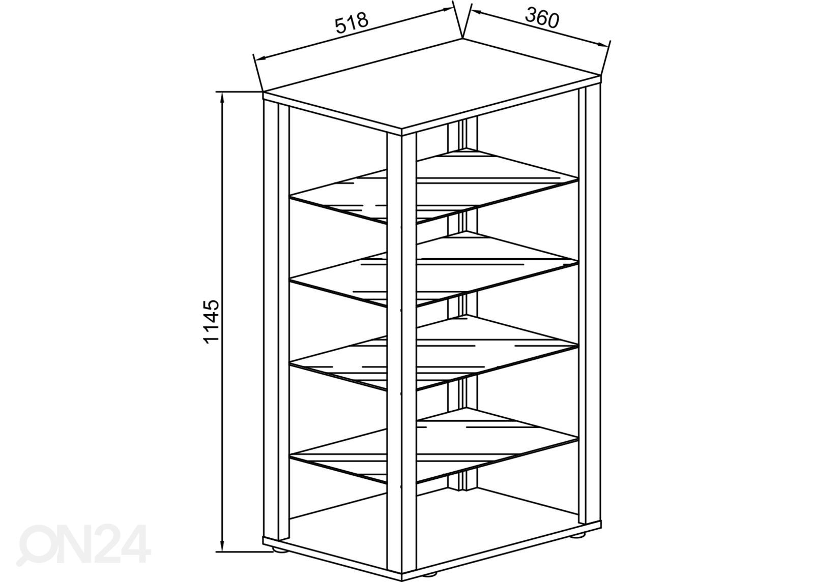 Vitriin / riiul Glasol 4 52 cm suurendatud mõõdud
