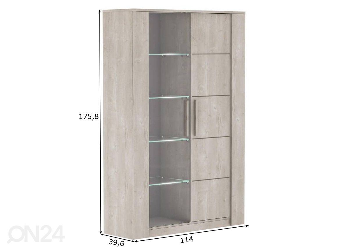Vitriinkapp Antibes 114 cm suurendatud mõõdud