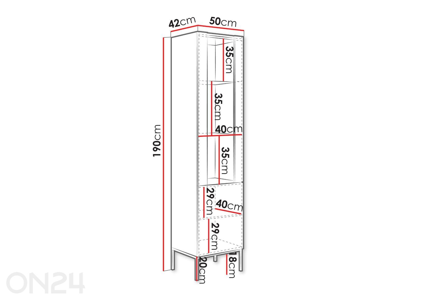 Vitriinkapp Como 50 cm suurendatud mõõdud