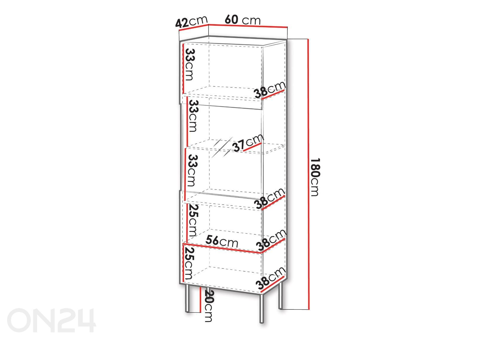 Vitriinkapp Isla suurendatud mõõdud