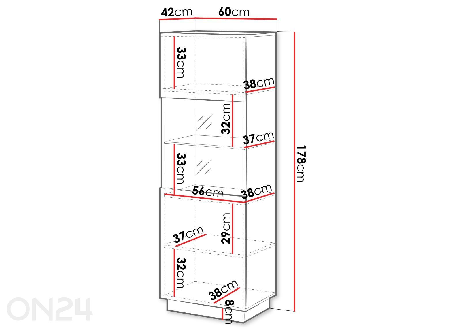 Vitriinkapp Liverti suurendatud mõõdud