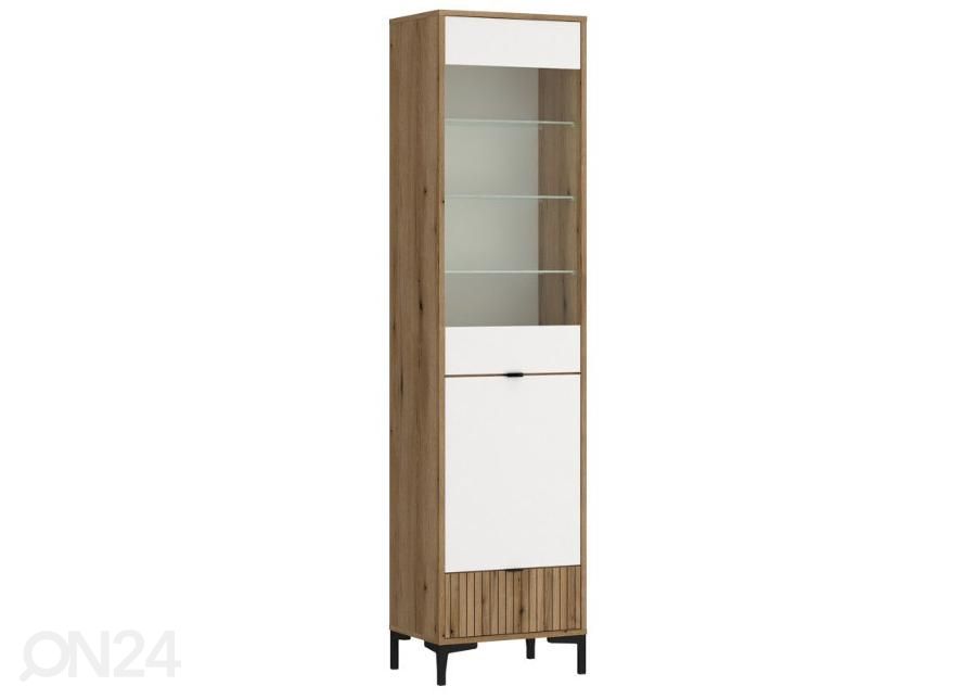 Vitriinkapp Ricko 47 cm, valge/tamm suurendatud
