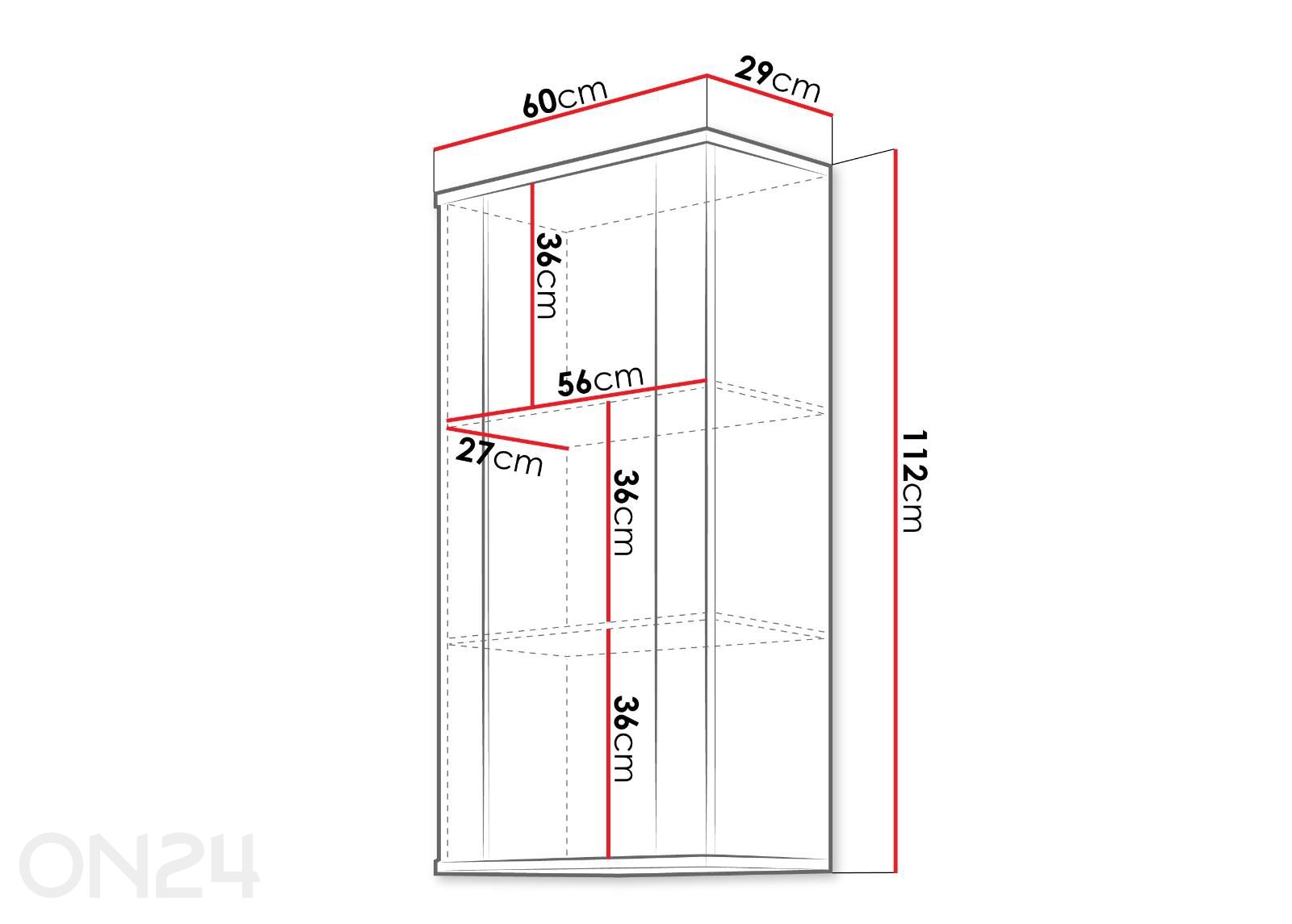 Vitriinkapp seinale Soho 60 cm suurendatud mõõdud