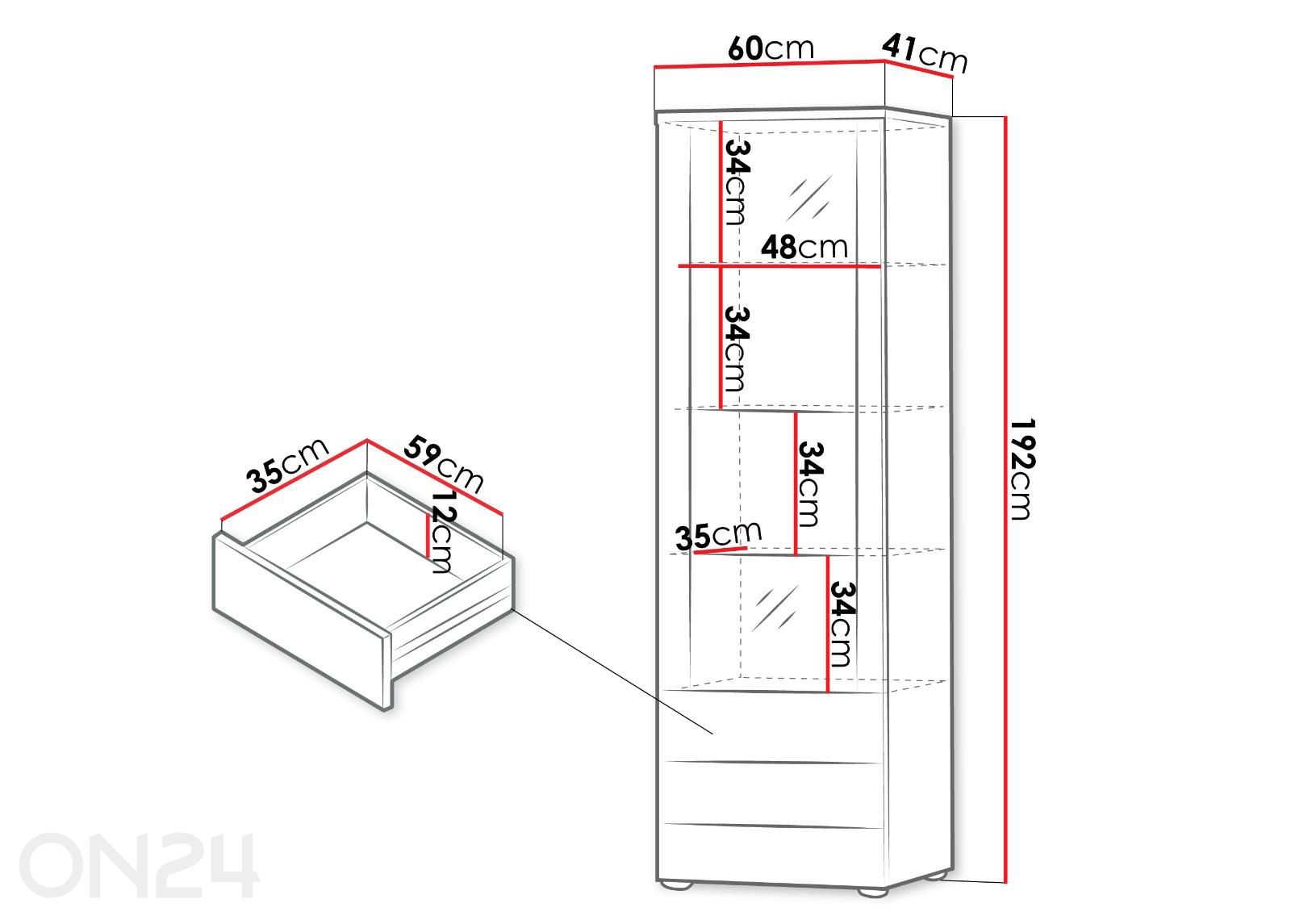Vitriinkapp Soho 60 cm + LED RGB suurendatud mõõdud